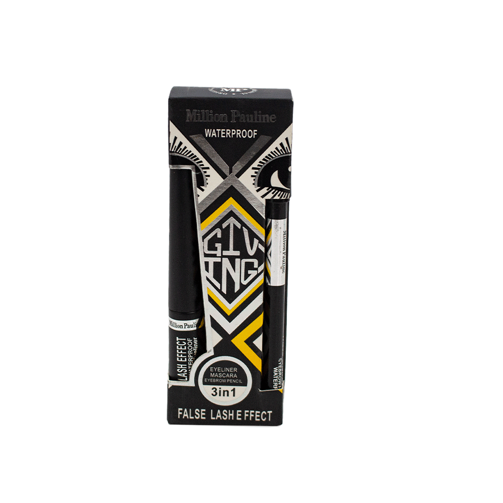 WB M19 - 59 (3in1)Million Pauline - eyebrow pencil,mascara,eyeliner - BLAQUE MANGO